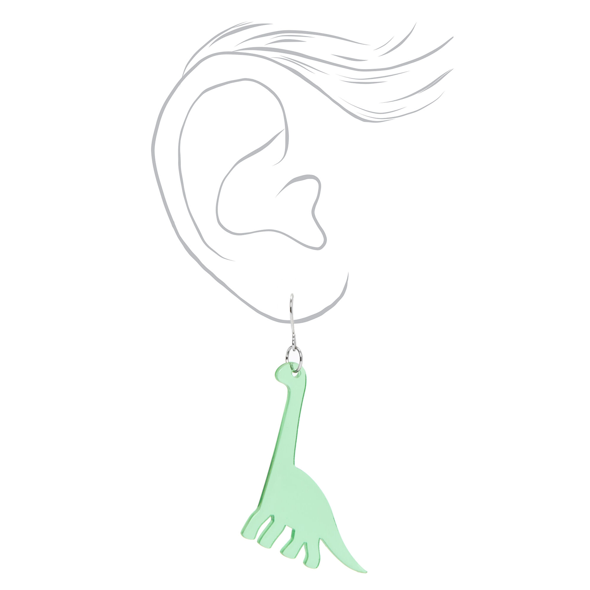 Green Brachiosaurus Dinosaur Drop Earrings