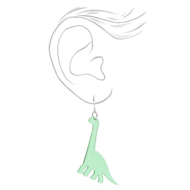 Green Brachiosaurus Dinosaur Drop Earrings,