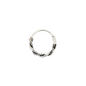Silver-tone 22G Antique Braided Hoop Nose Ring,