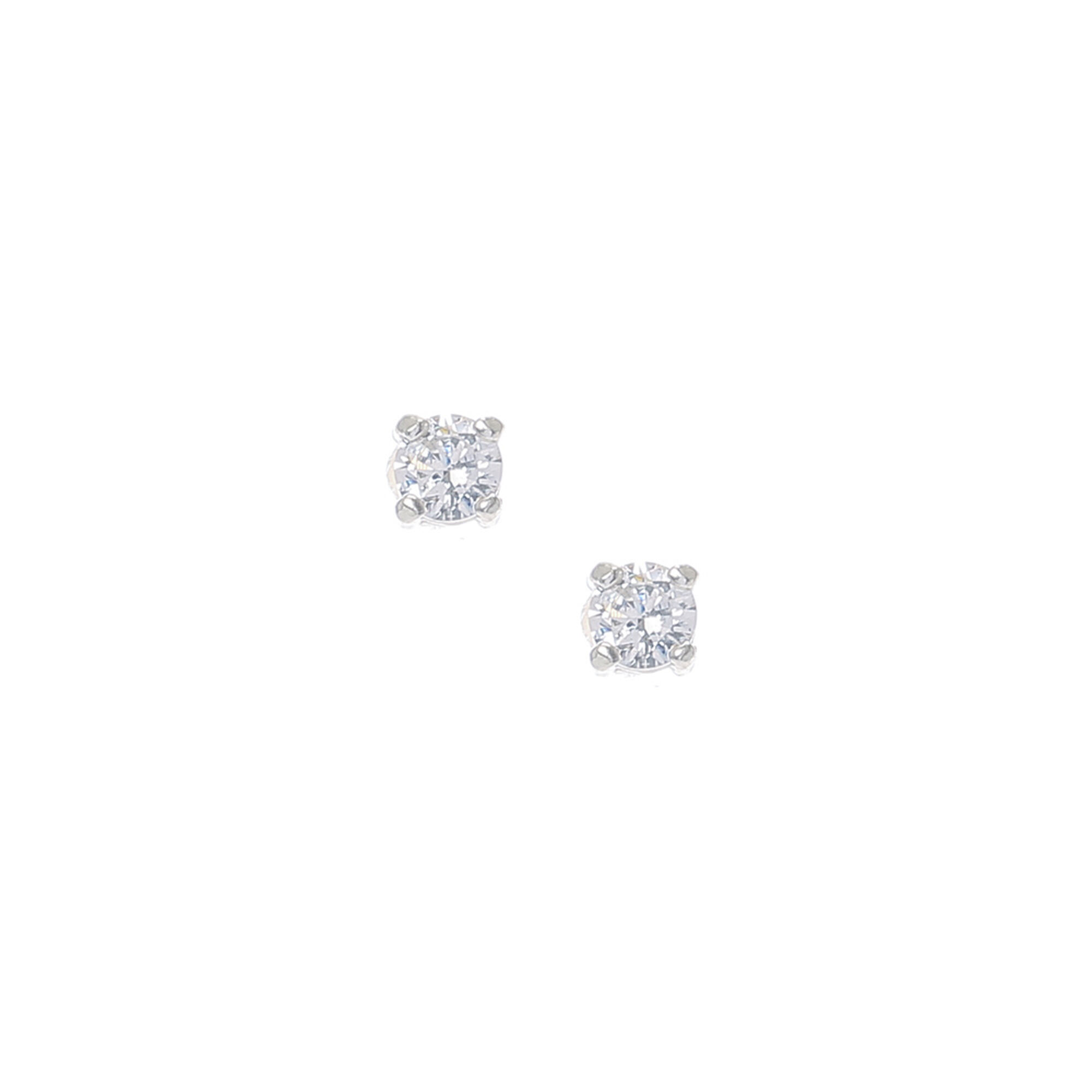 View Claires Cubic Zirconia 3MM Round Stud Earrings Silver information