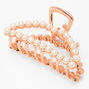 Pearl Studded Oval Hair Claw - Gold,