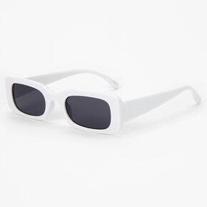 Rectangular White Retro Sunglasses,