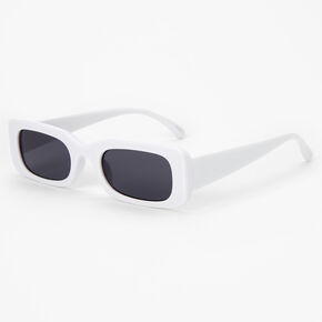 Lunettes de soleil r&eacute;tro rectangulaires - Blanc,