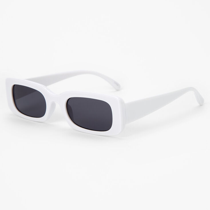 Rectangular Retro Sunglasses - White,