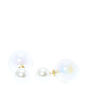 Faux Pearl &amp; Clear Glass Ball Front &amp; Back Stud Earrings,
