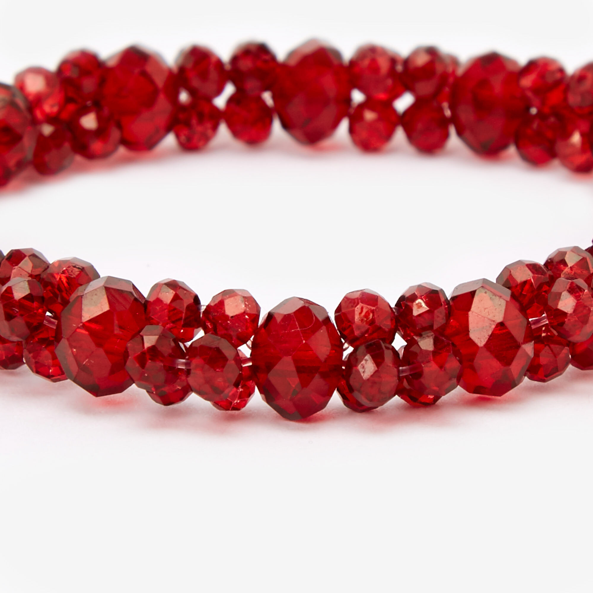 Faceted Beaded Stretch Bracelet - Red,