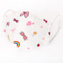 Cotton White Rainbows and Bows Face Mask - Child Small,