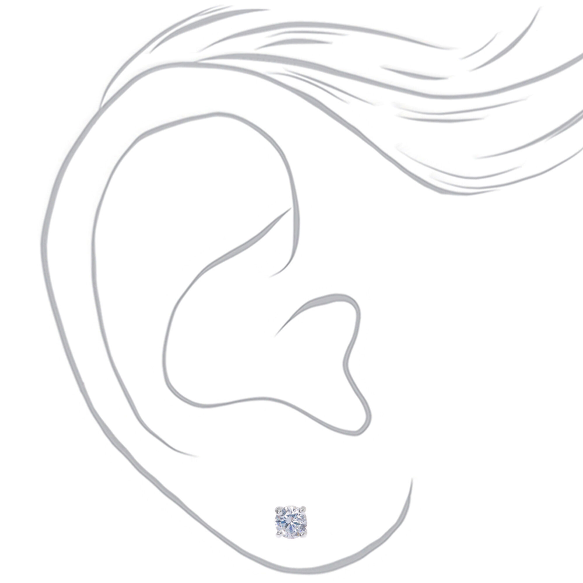 C LUXE by Claire's Sterling Silver Cubic Zirconia 4mm Round Stud Earrings