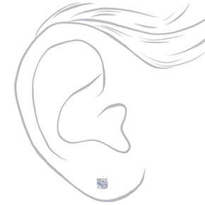 C LUXE by Claire&#39;s Sterling Silver Cubic Zirconia 4MM Round Stud Earrings,