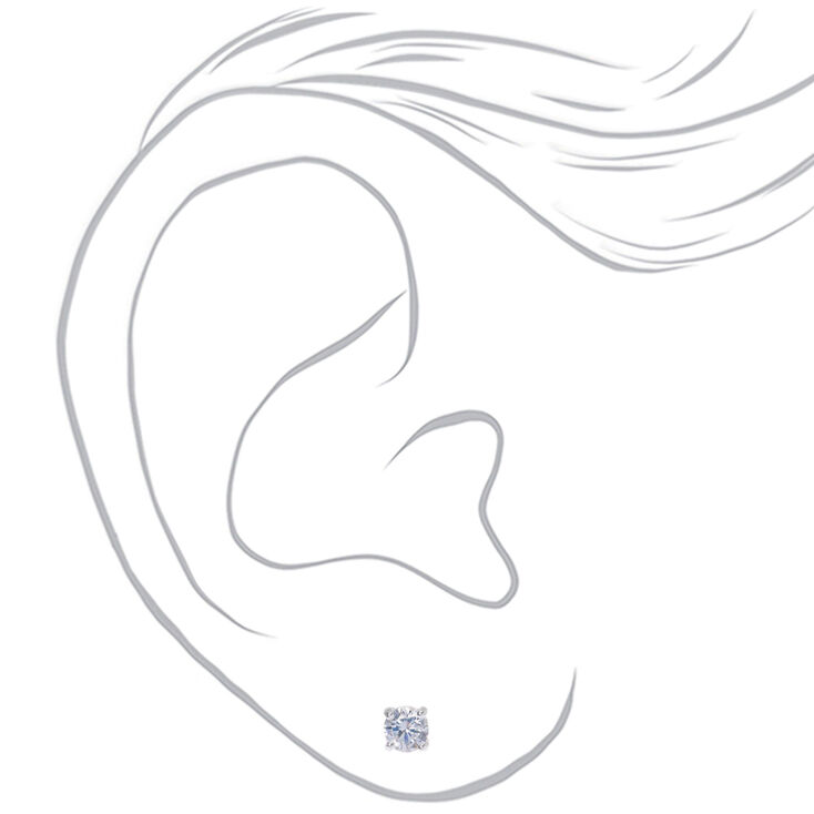 C LUXE by Claire&#39;s Sterling Silver Cubic Zirconia 4MM Round Stud Earrings,