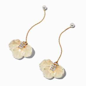 Pearl Flower &amp; Crystal Gold-tone Drop Earrings,
