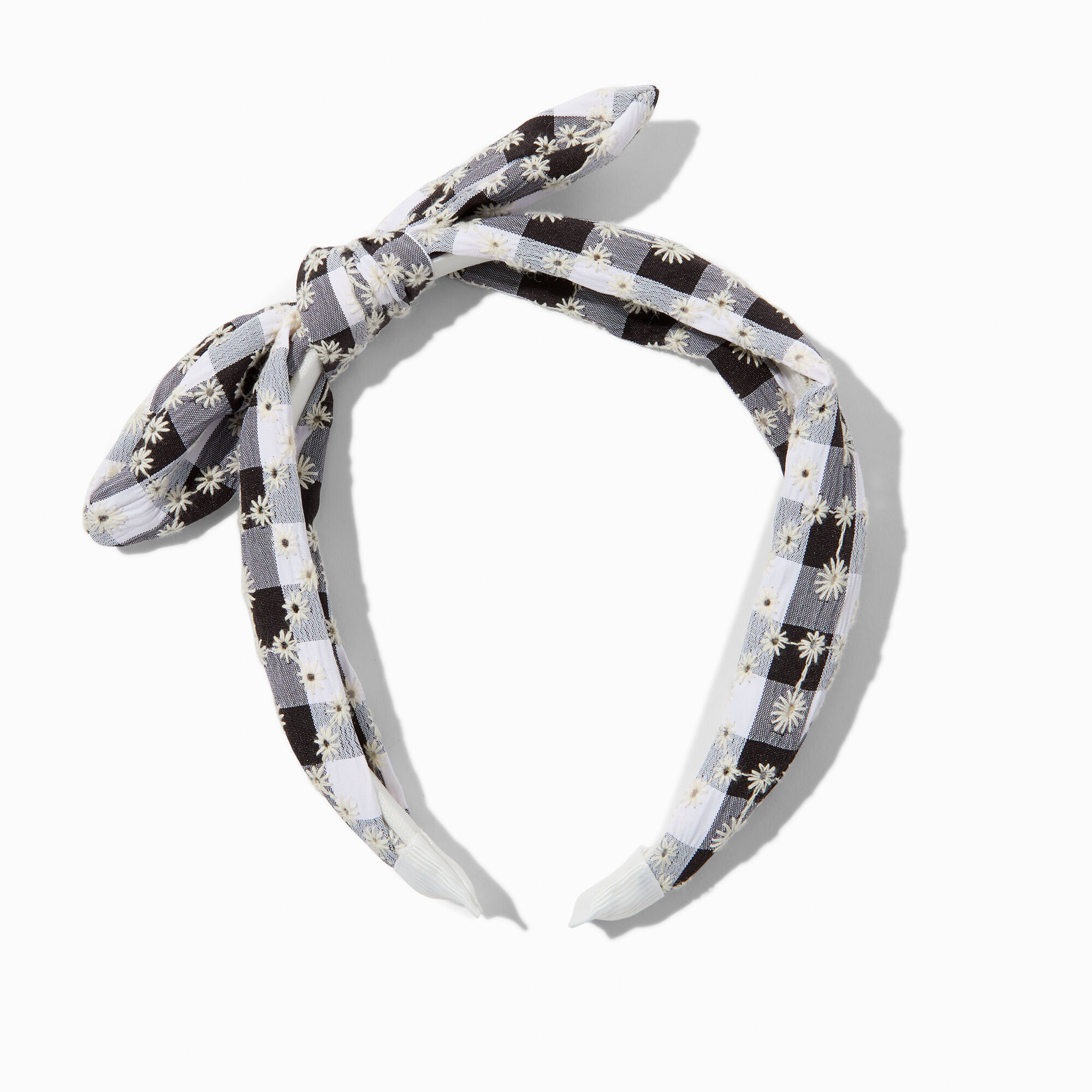 View Claires Gingham Daisy Knotted Bow Headband Black information