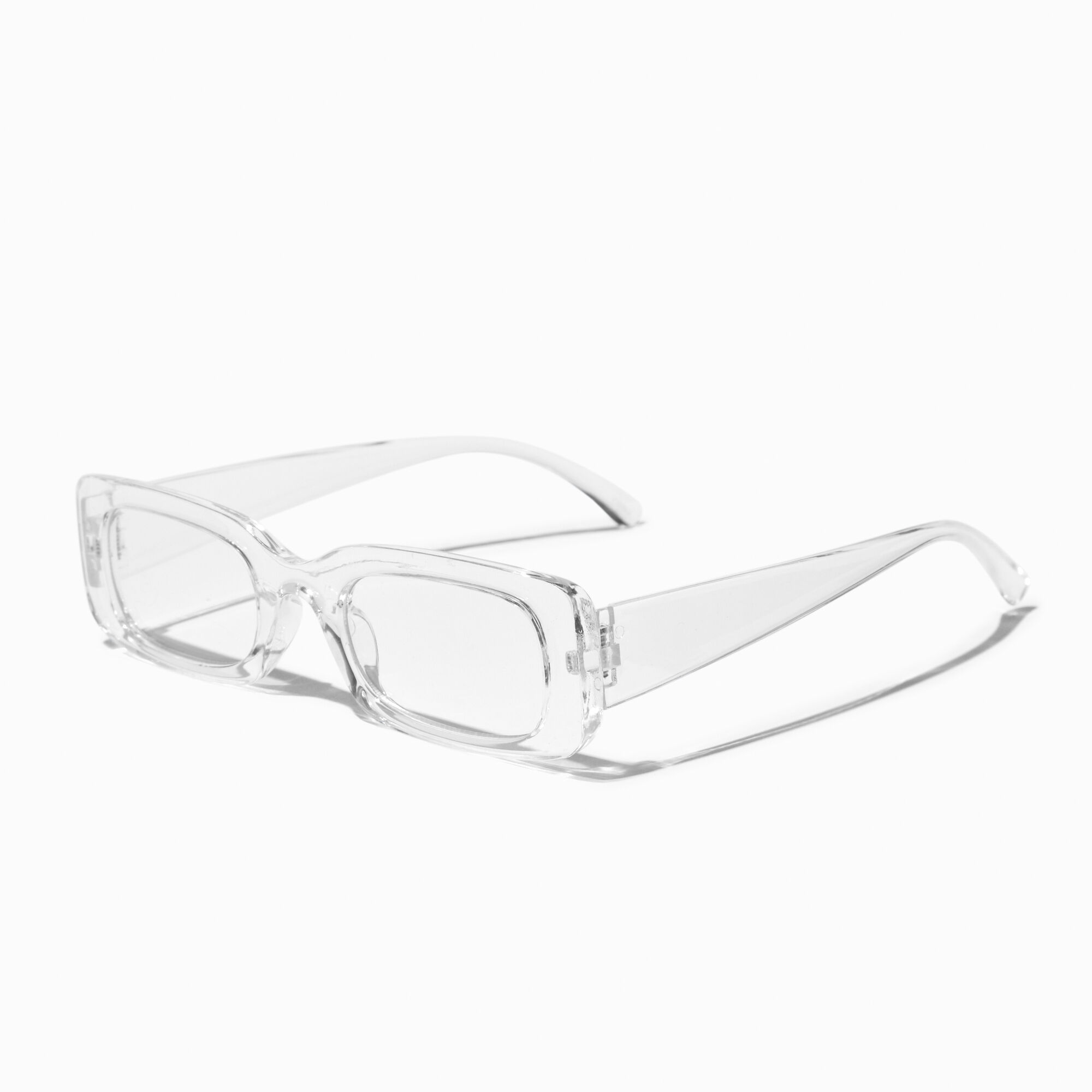 View Claires Solar Light Reducing Rectangular Clear Lens Frames Blue information