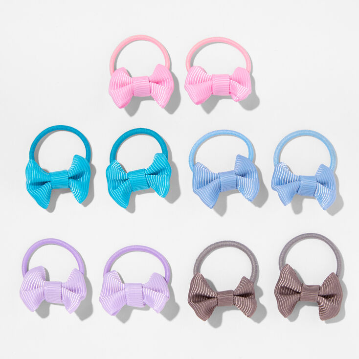 Claire&#39;s Club Deep Pastel Bow Hair Ties - 10 Pack,