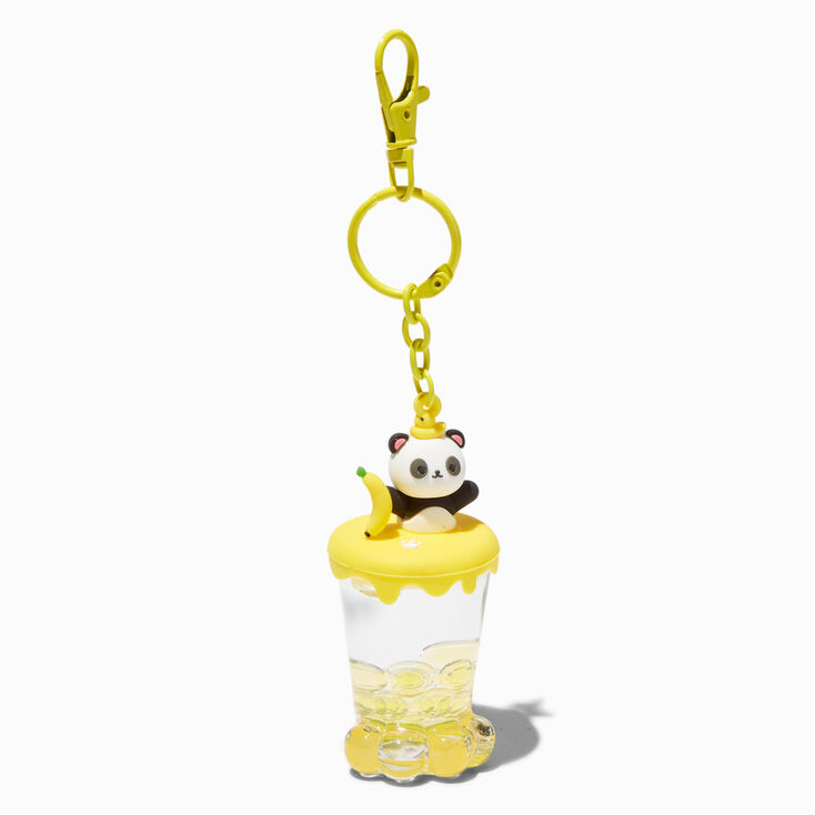 Panda Banana Water-Filled Glitter Keychain