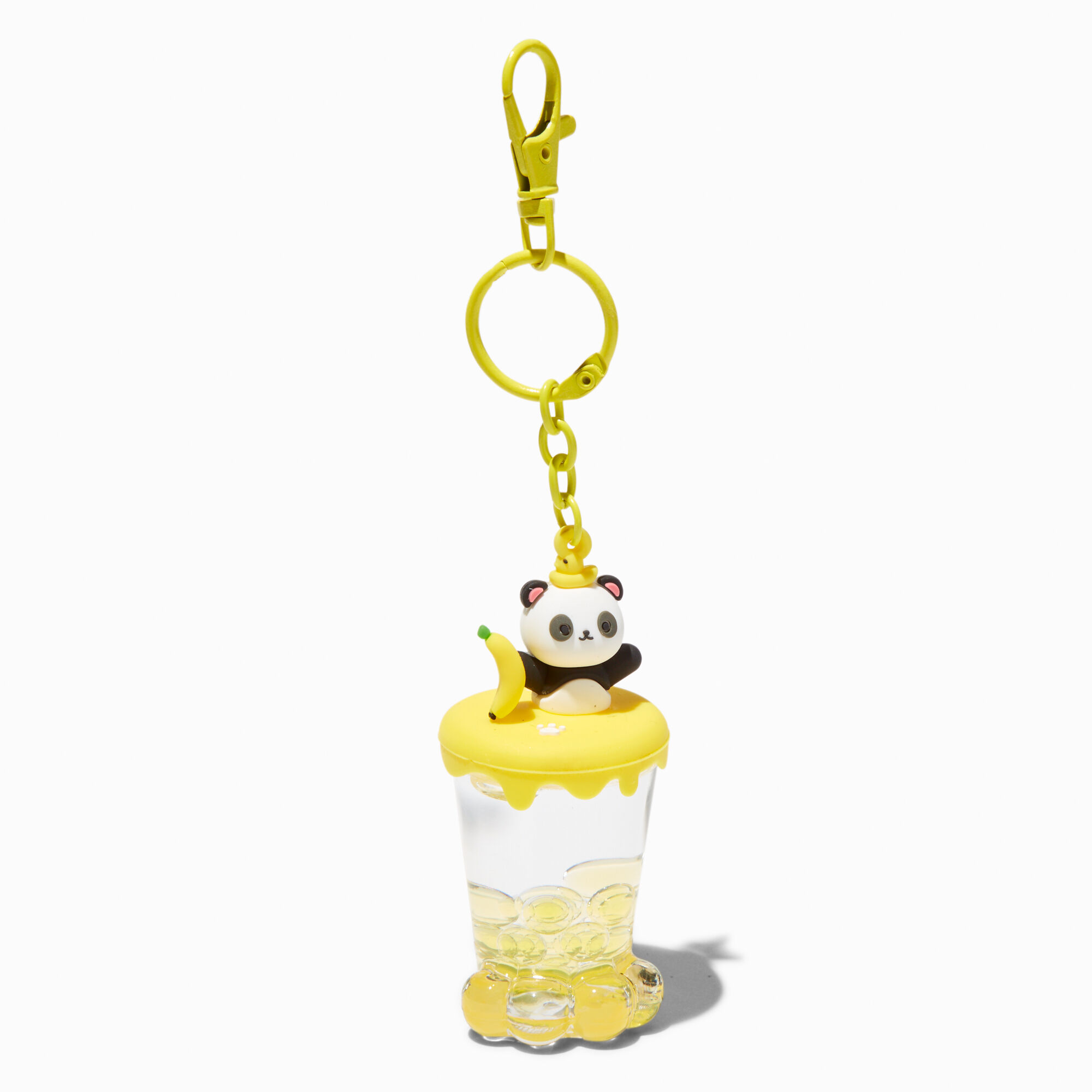 View Claires Panda Banana WaterFilled Glitter Keyring information