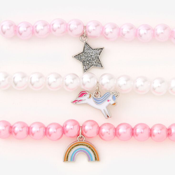 Claire&#39;s Club Pink Unicorn Beaded Stretch Bracelets - 3 Pack,