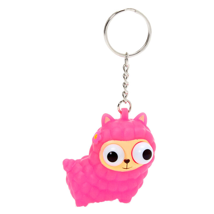 Claire's Porte-clés lama rose aux yeux exorbités