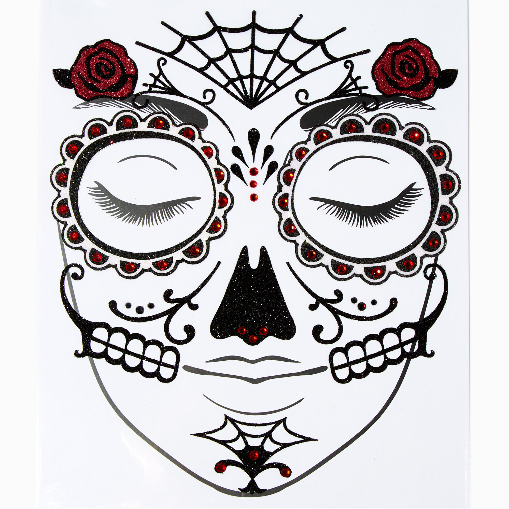 View Claires Day Of The Dead Gemstone Glitter Face Stickers information