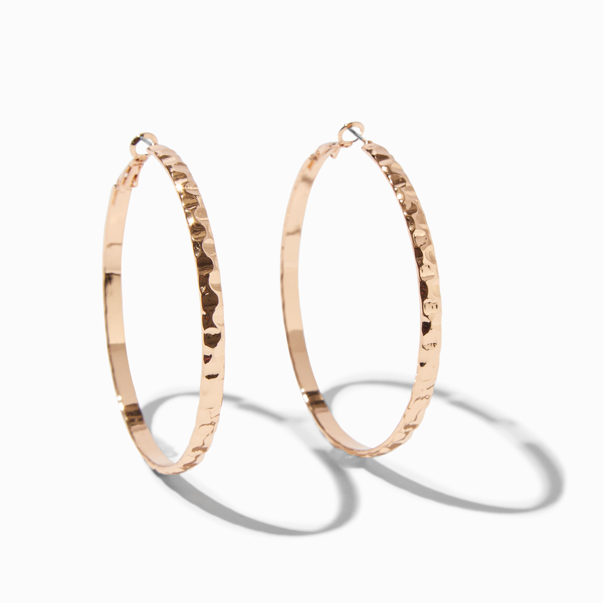 Gold-tone Large Textured Hoop Earrings,