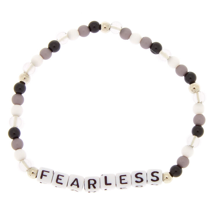 Claire's Bracelet élastique perlé noir « Fearless »