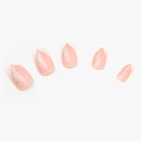 Glitter Swirl French Tip Almond Faux Nail Set - 24 Pack,
