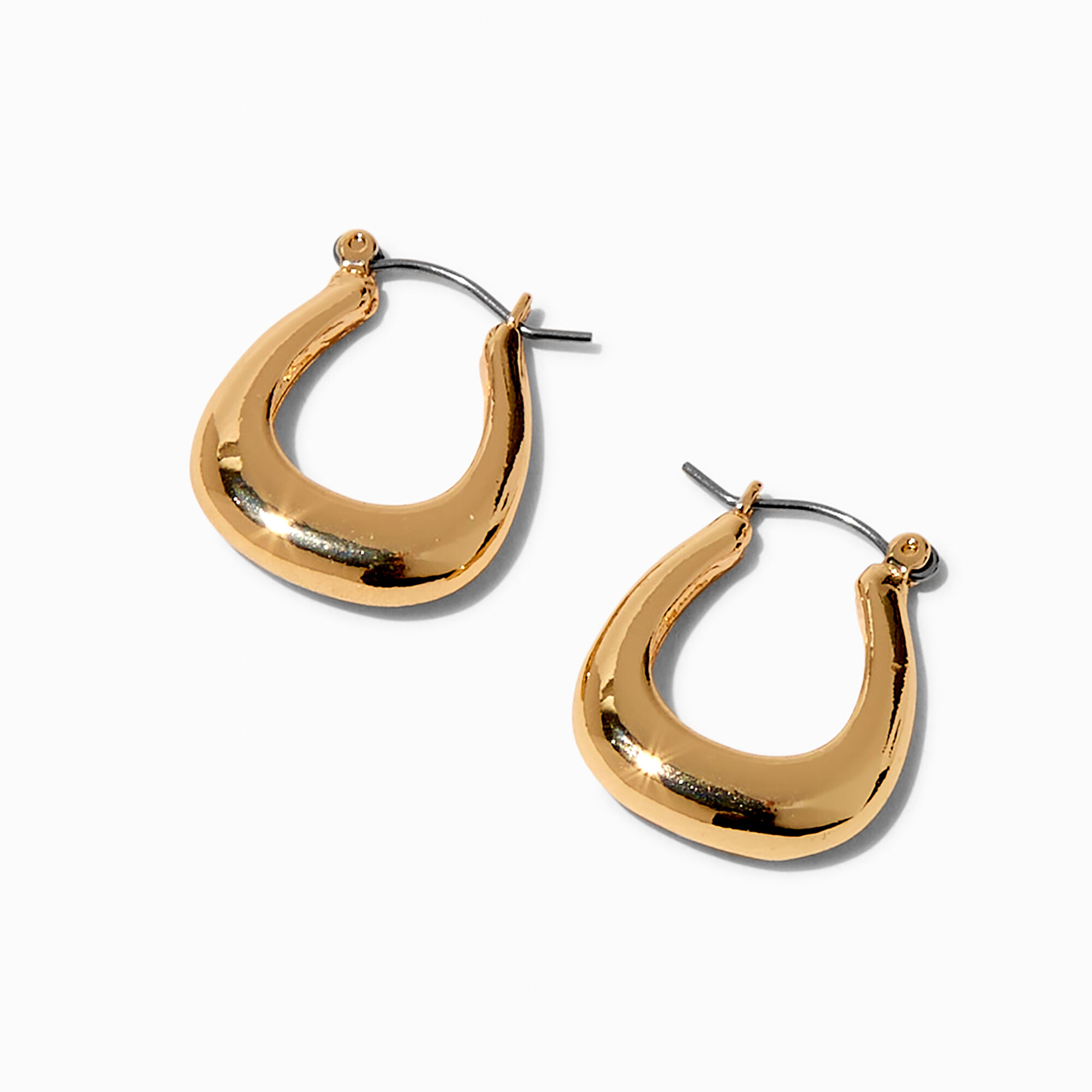View Claires Tone 20MM Square Oval Hoop Earrings Gold information