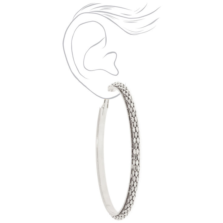 Silver 80MM Mesh Hoop Earrings,
