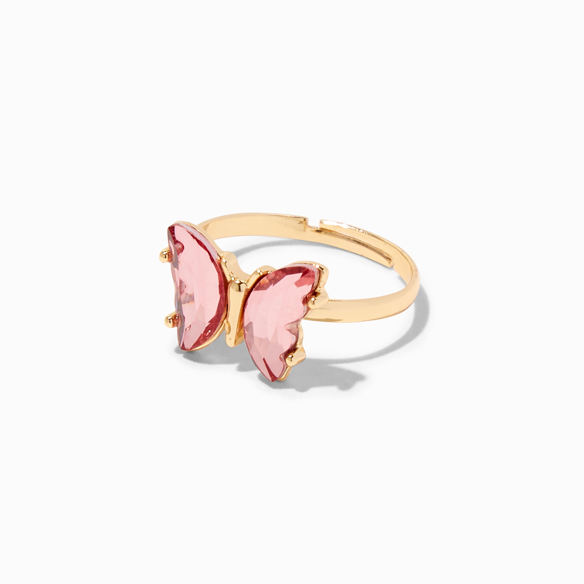 Butterfly Birthstone Gold Adjustable Ring - October,