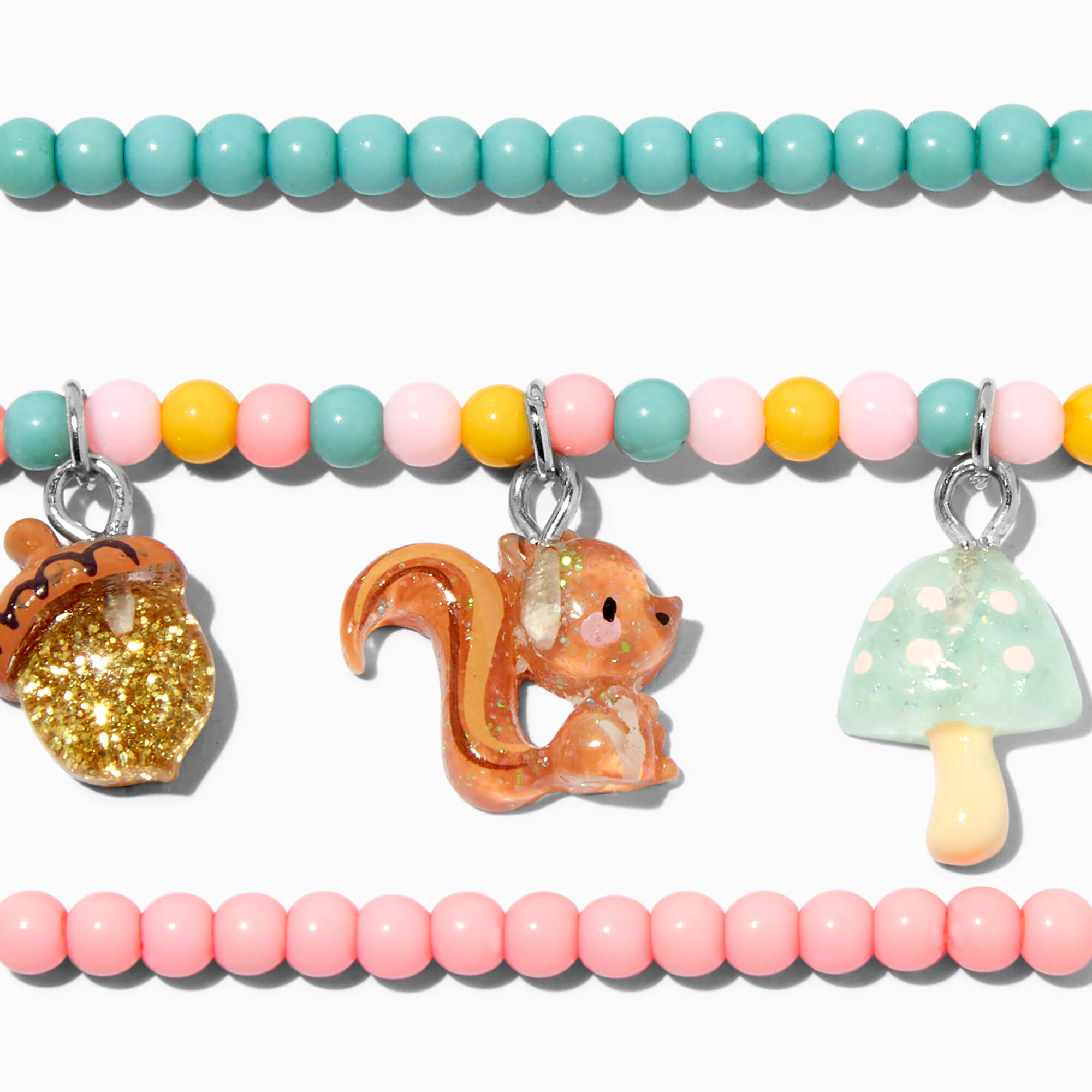 Bracelets élastiques avec perles de semence d’imitation petits animaux de la forêt Claire's Club - Lot de 3,