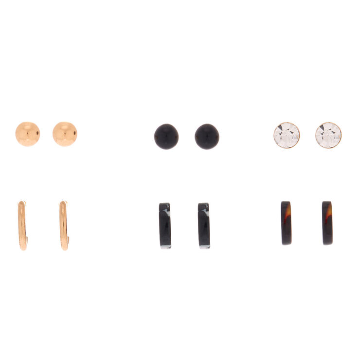 Claire's Lot de 6 paires de boucles d'oreille en résine d'imitation aux motifs variés