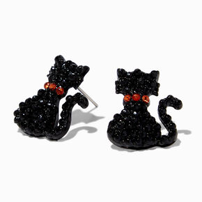 Black Cat Silhouette Stud Earrings,
