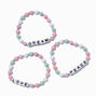 Bracelets &eacute;lastiques perl&eacute;s mot pastel Claire&#39;s&nbsp;Club - Lot de 3,