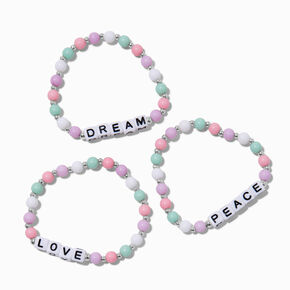 Claire&#39;s Club Pastel Bead Word Stretch Bracelets - 3 Pack,