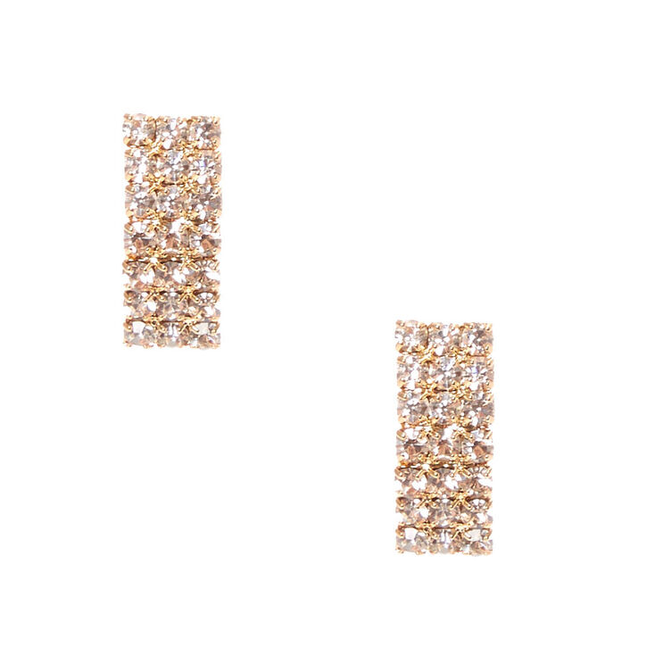 Gold Tone Curved Rectangle Clear Gl Stone Stud Earrings Claire S Us Gold Tone Curved Rectangle Clear Gl Stone Stud Earrings