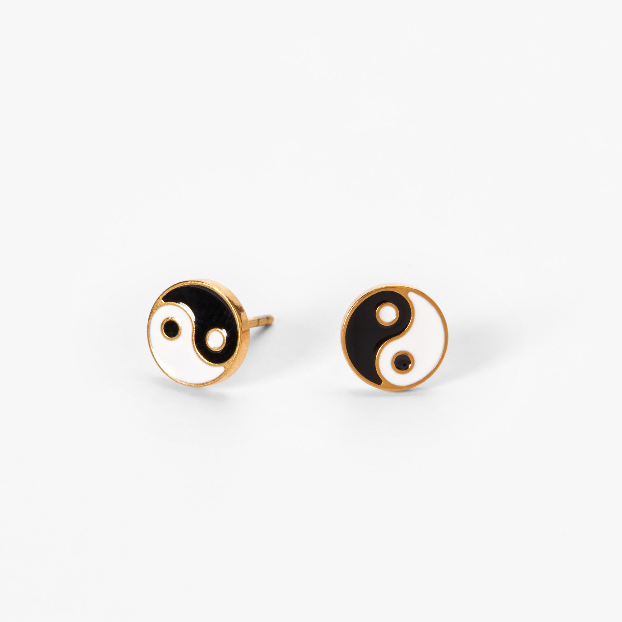 Gold Titanium Yin Yang Stud Earrings
