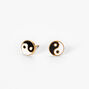 Gold Titanium Yin Yang Stud Earrings,