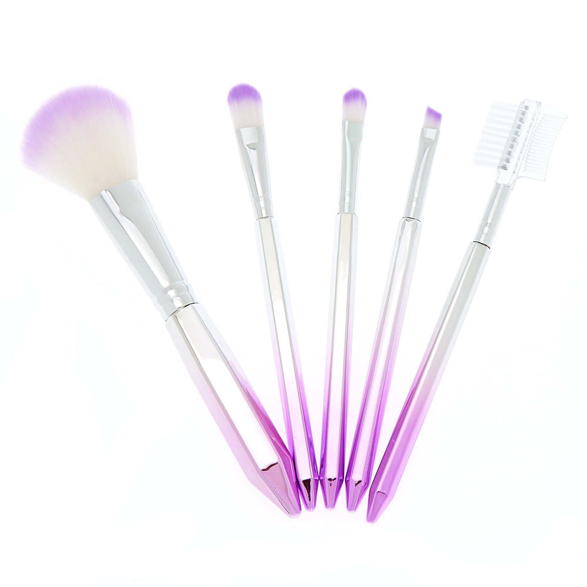 Chrome Makeup Brush Set Purple 5 Pack Claire S Us