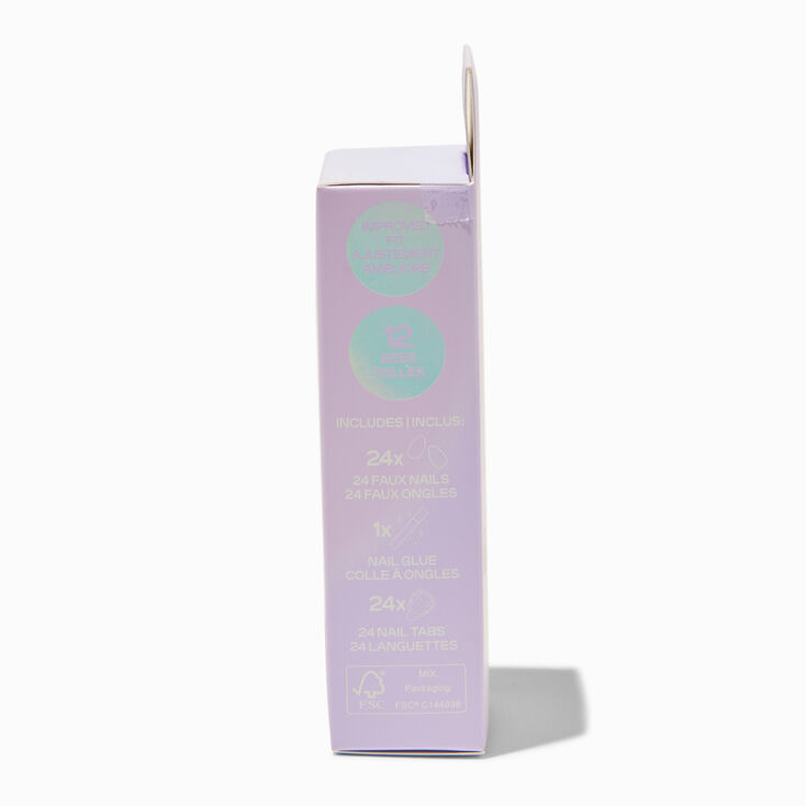 Black &amp; Purple Swirl Almond Vegan Faux Nail Set - 24 Pack,