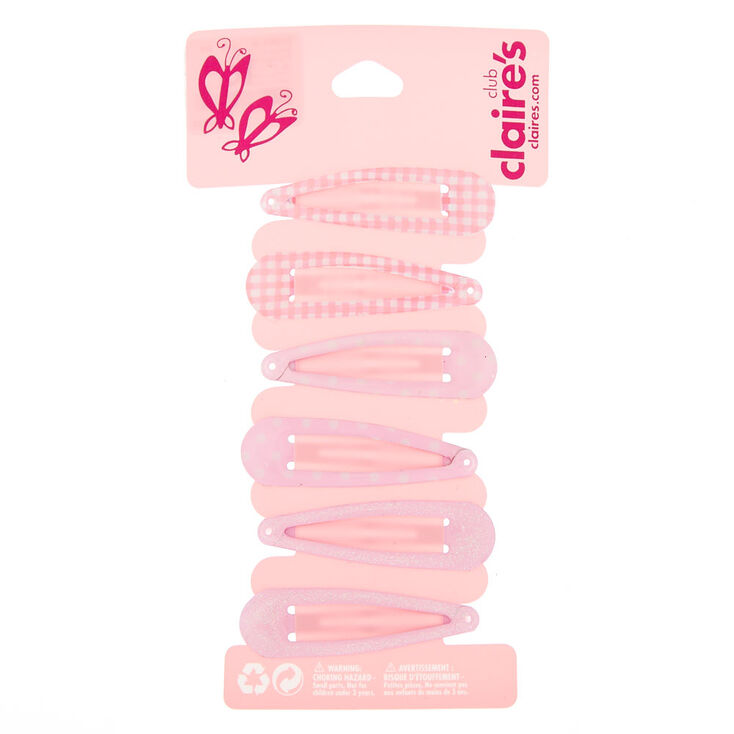 Claire&#39;s Club Pretty Pattern Snap Hair Clips - Pink, 6 Pack,
