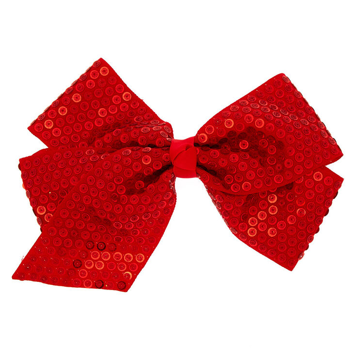 Sequin Oversized Hair Bow Barrette Clip Red Claire S