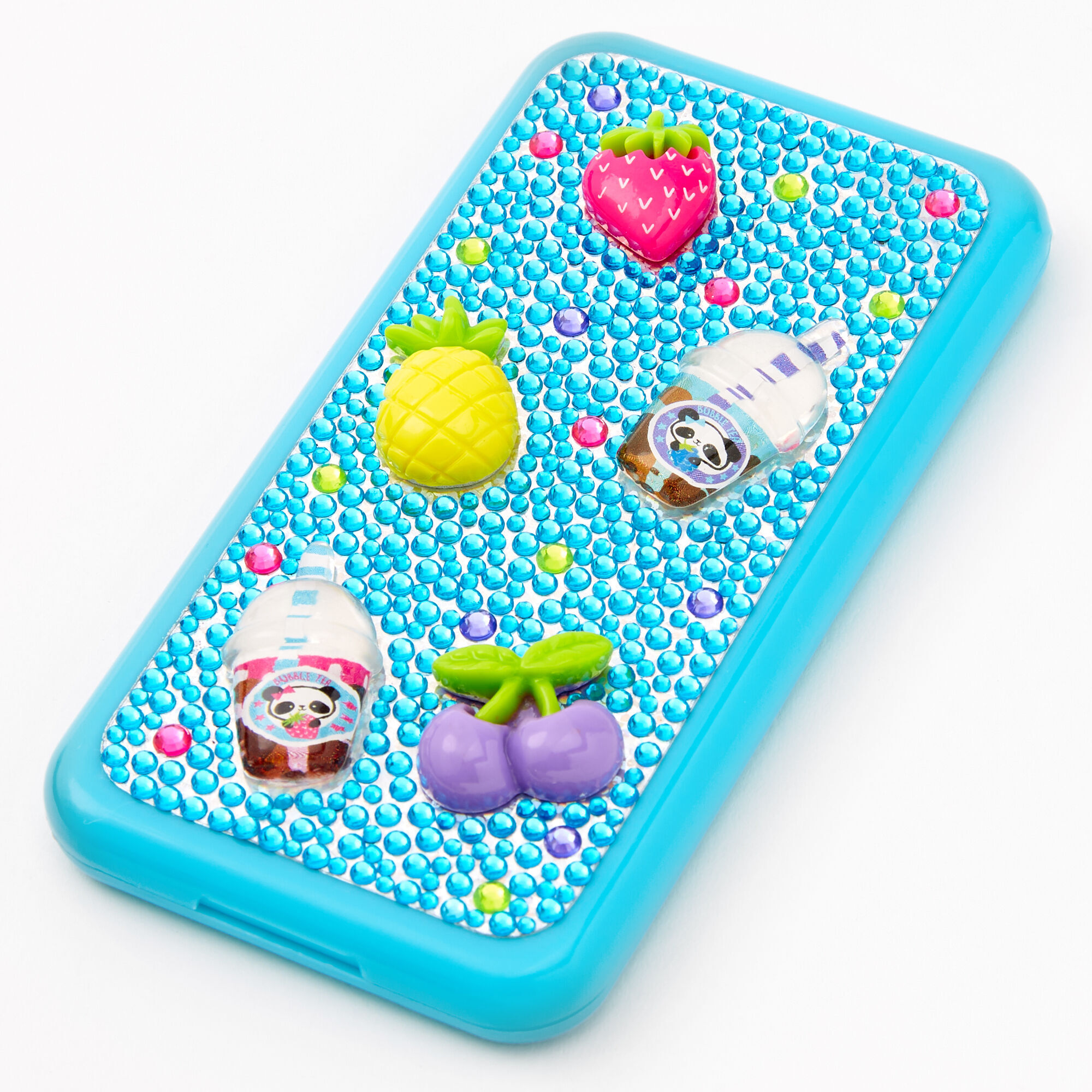 Bling Bubble Tea Fruit Cellphone Makeup Palette - Blue,