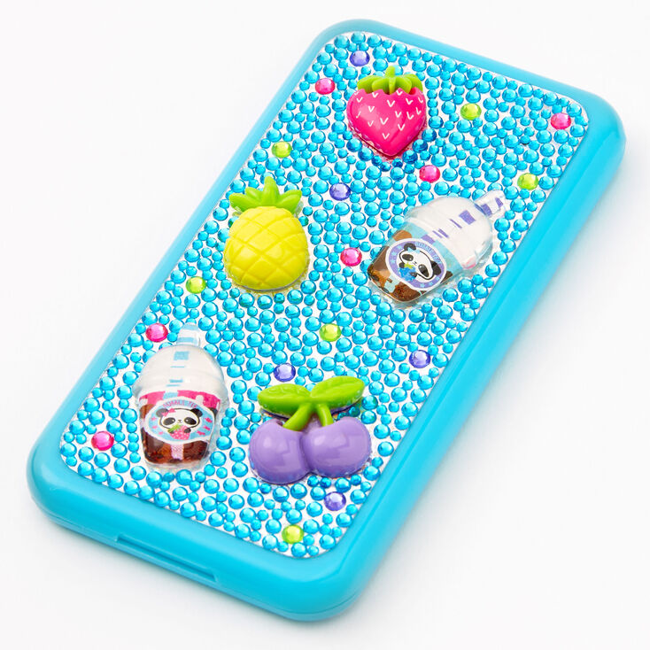 Bling Bubble Tea Fruit Cellphone Makeup Palette - Blue,
