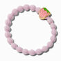 Gold-tone Strawberry Light Pink Woven Beaded Stretch Bracelet,