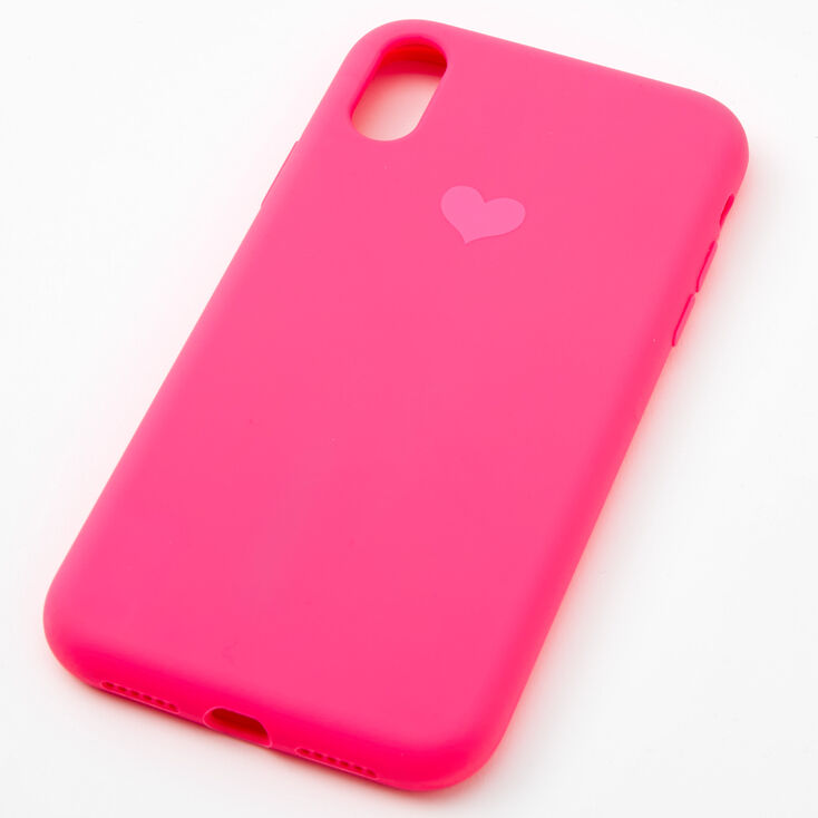 Coque de portable c&oelig;ur rose - Compatible avec iPhone XR,