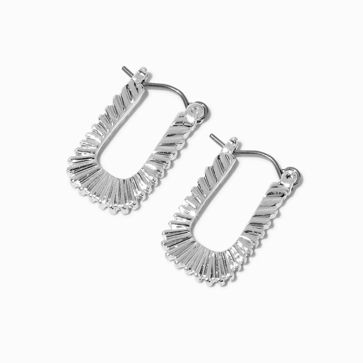 Silver-tone Textured Hoop Earrings,
