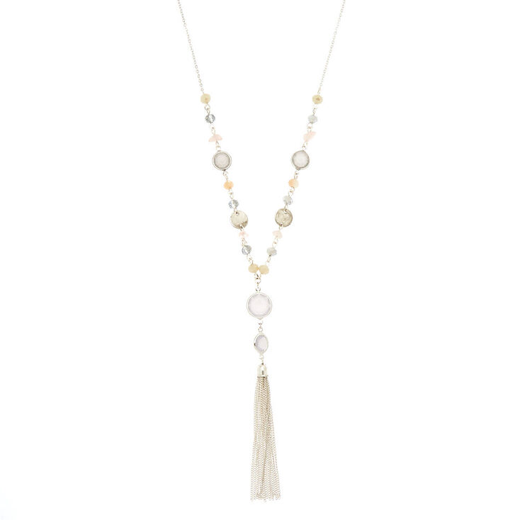 Antique Beaded Tassel Long Necklace,