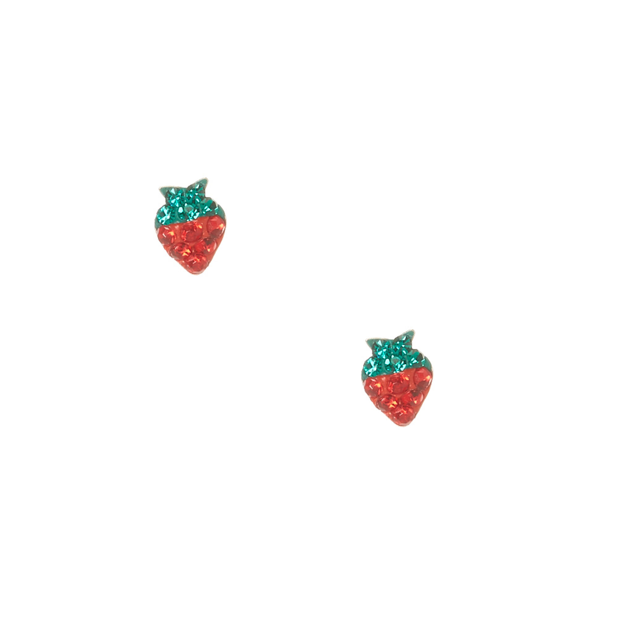 View Claires Crystal Strawberry Stud Earrings Silver information