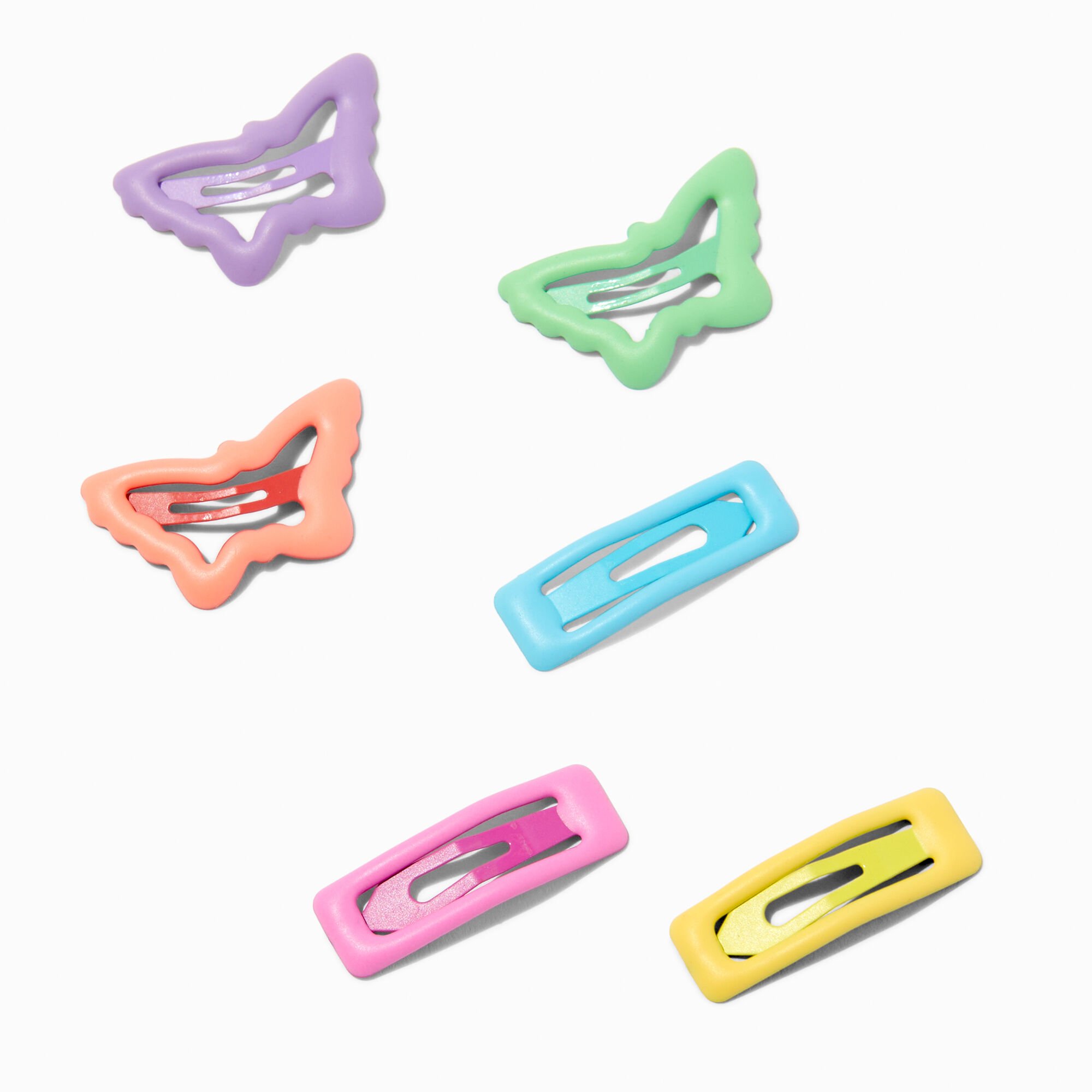 Claire's Club Butterfly & Square Snap Hair Clips - 6 Pack,