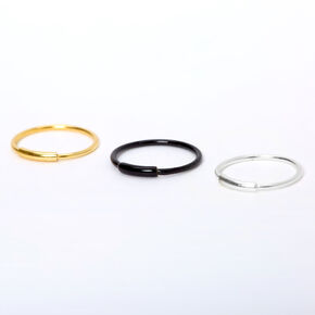 22G Mixed Metal Sterling Silver Nose Rings - 3 Pack,